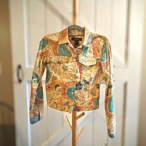 Peck & Peck Colorful Jean Jacket with Paisley Print
